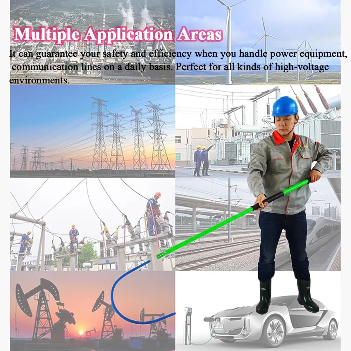 Portable Insulated Handle Rescue Hook, High Voltage Safety Anti-electrocution Emergency Lifesaving Pole/Lifeguard Rod Kit/Pulling Man Hook, Industrial Electrical Shock Rescue Stick For Fire Electricia