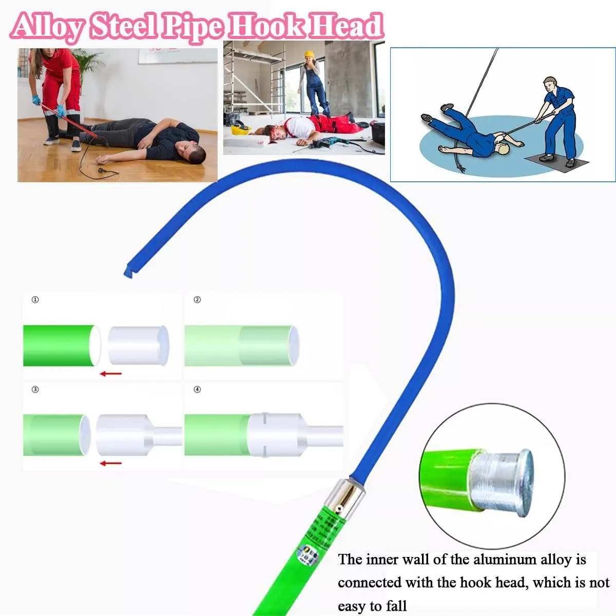 Portable Insulated Handle Rescue Hook, High Voltage Safety Anti-electrocution Emergency Lifesaving Pole/Lifeguard Rod Kit/Pulling Man Hook, Industrial Electrical Shock Rescue Stick For Fire Electricia
