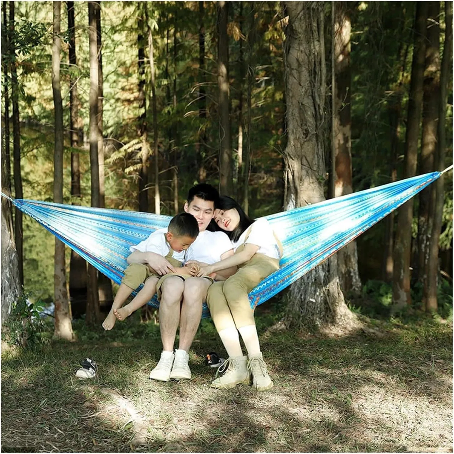 Portable Outdoor Garden Hammocks Quick Open Double Travel Camping Sleeping Hanging Hammock Swing(Red)