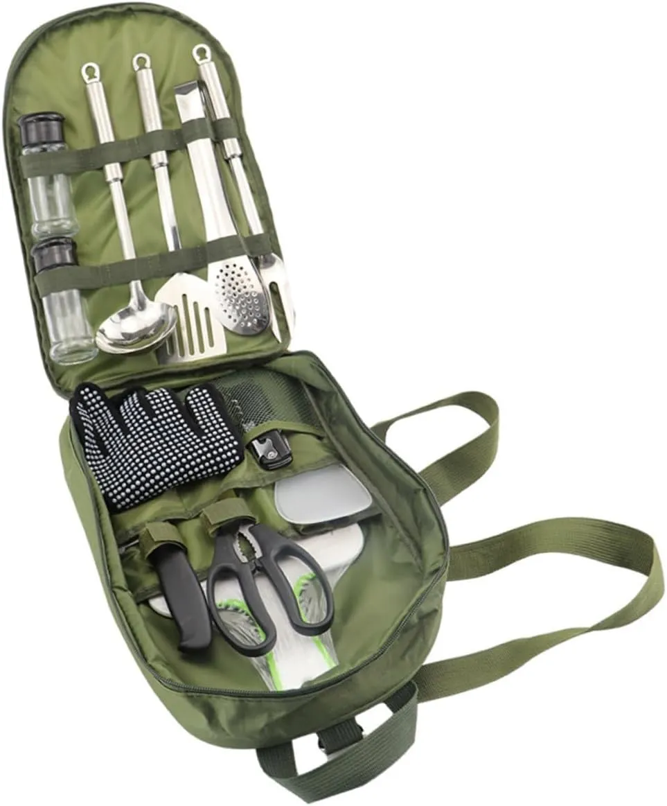 Portable Picnic Tableware Cookware Set Camping Cooking Accessories Bag