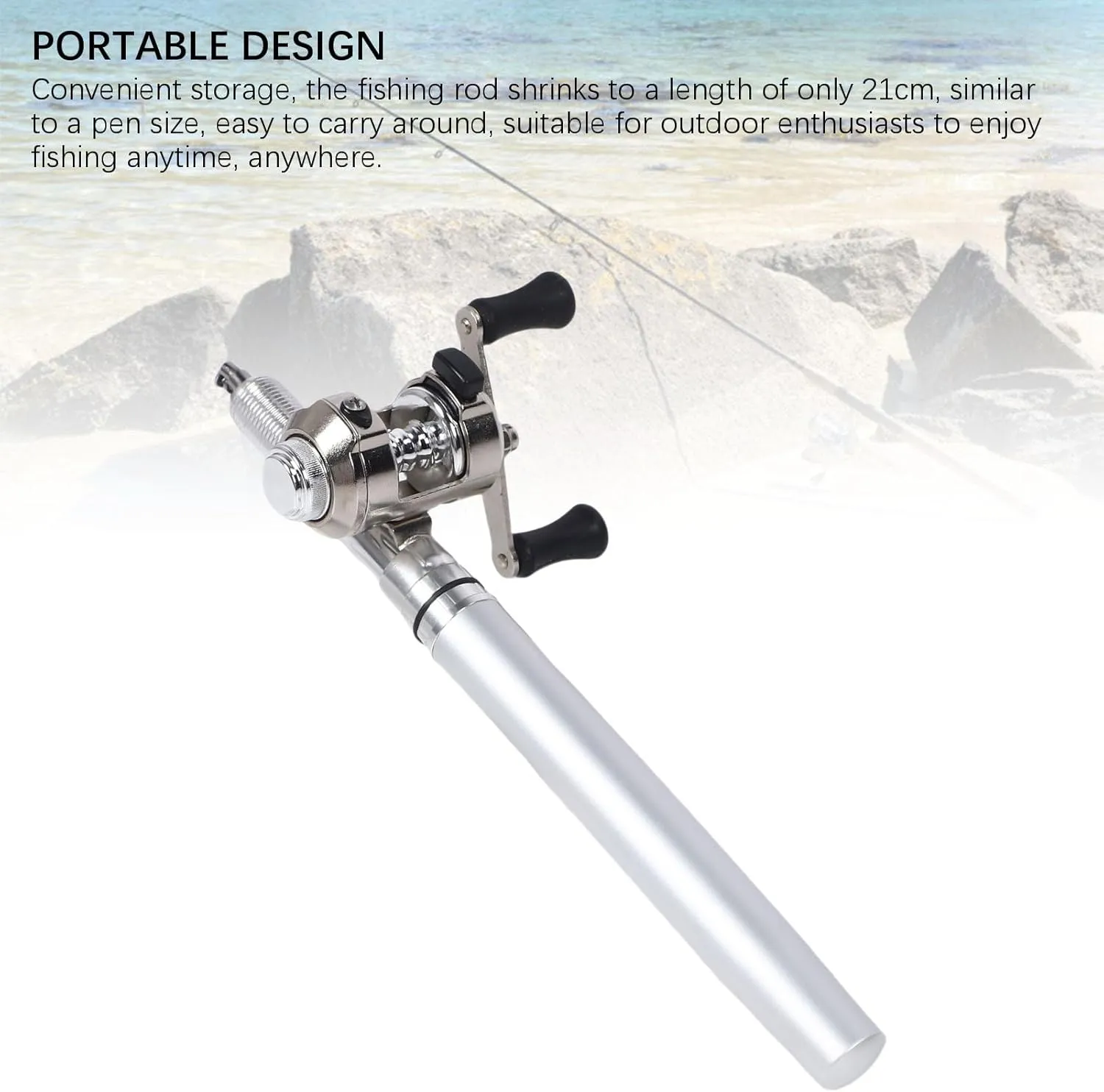 Portable Pocket Telescopic 37inch Mini Pen Fishing Rod, Small Pen Fishing Pole with Reel, Lightweight Fishing Rod Reel Combo for River Lake Reservoir Ice Fishing