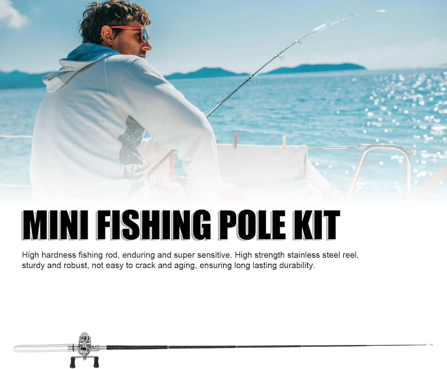 Portable Pocket Telescopic 37inch Mini Pen Fishing Rod, Small Pen Fishing Pole with Reel, Lightweight Fishing Rod Reel Combo for River Lake Reservoir Ice Fishing