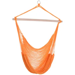 Portable Rope Hammock Chair Woven Hanging Swing Seat Outdoor Garden Yard Camping Orange Nylon