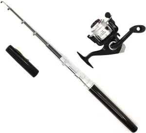 Portable Small Pen Fishing Rod and Spinning Reel Combo, 38inches Pocket Mini Fishing Kit Telescopic Fishing Pole for River Lake Reservoirs Ice and So On (Fishing Rod and Reel Combos)