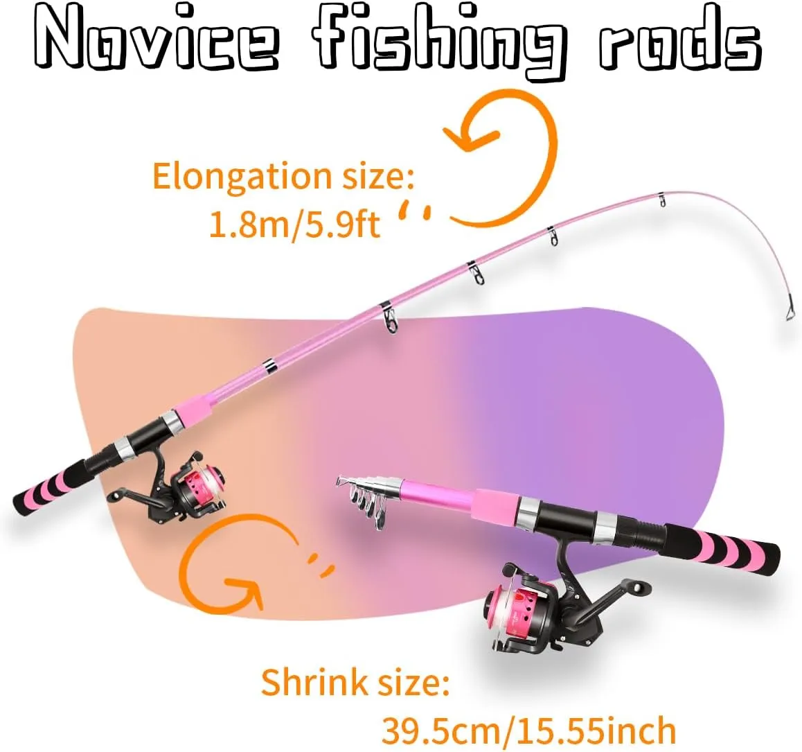 Portable Telescopic Fishing Rod and Reel Combos Glass Fibre Telescopic Fishing Pole with Reel Combo Sea Fishing Rod Kit Suitable for Beginners and Teenagers