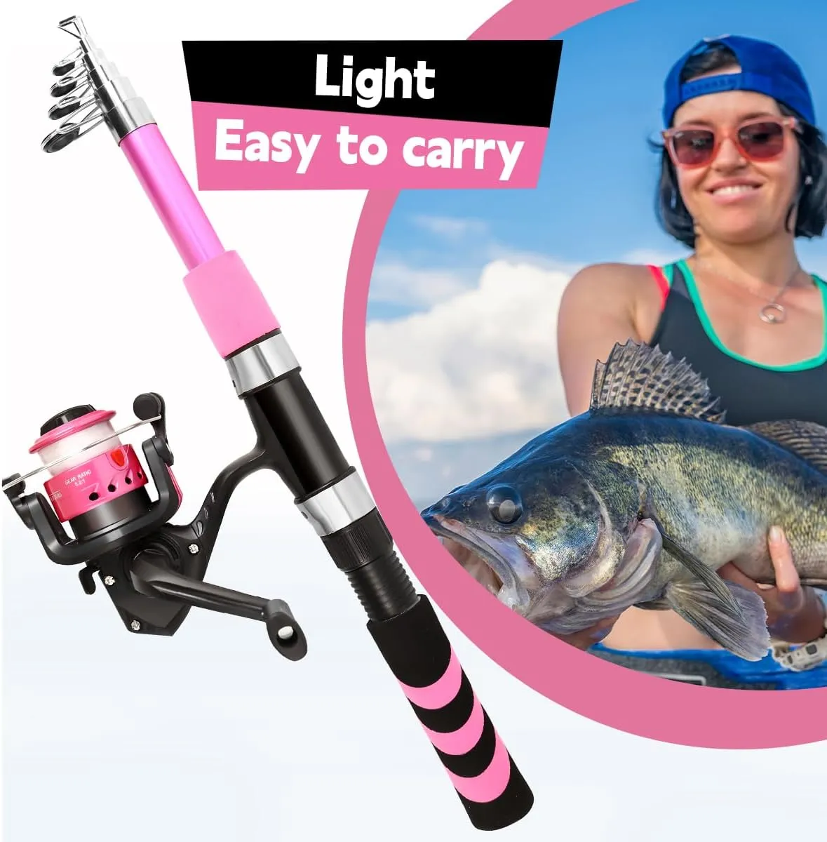 Portable Telescopic Fishing Rod and Reel Combos Glass Fibre Telescopic Fishing Pole with Reel Combo Sea Fishing Rod Kit Suitable for Beginners and Teenagers