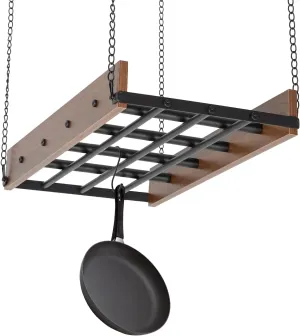 Pot Rack Hanging with 12 Hooks 24x13x2.4 Inch Kitchen Hanging Pot Pan Holder Hanger Rack Ceiling Mount, Vintage Pot Hangers for Kitchen Ceiling, Black and Brown