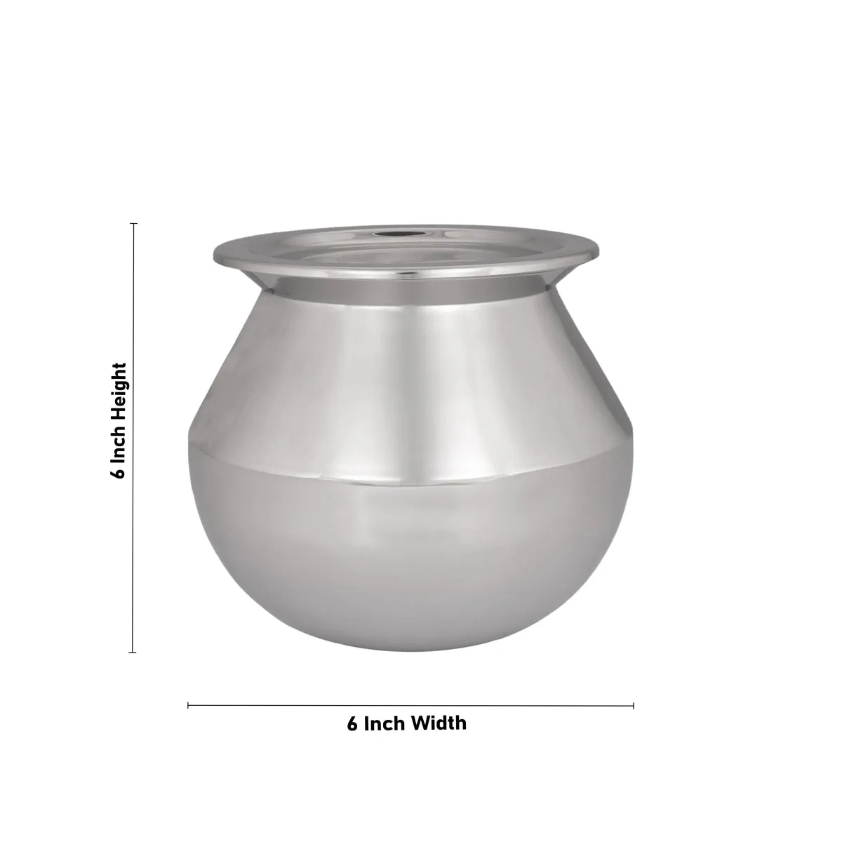 Pot with Lid - 6 x 6 Inches | Cooking Pot/ Pongal Handi/ Stainless Steel Pot for Home/ 535 Gms Approx
