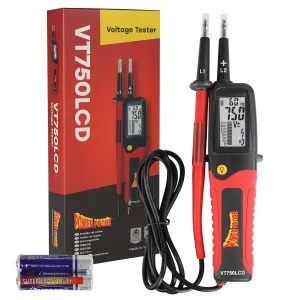 Power Probe VT750 LCD Two Pole 12 to 750V Commercial Voltage Tester - DC AC Automotive Car Voltage Meter Tester Tool for Electric and Hybrid Vehicles