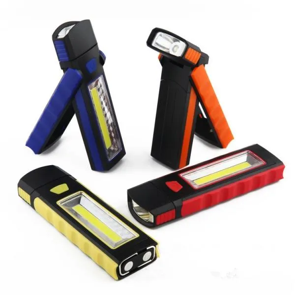 Powerful Dual Magnet Battery Operated LED COB Work Light Tent Camping Lamp Orange