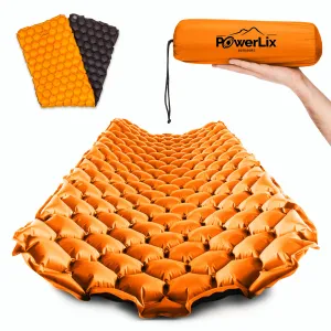 POWERLIX Ultralight Inflatable Camping Sleeping Pad - Camping Mattress for Backpacking, Hiking, Compact Lightweight Air Pad for Camping, Inflation Hand Pump Bag/Repair Kit Included