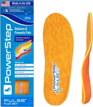 PowerStep Pulse Plus Ball of Foot Pain Relief Shoe Insoles - Running Shoe Orthotics for Metatarsal Foot Pain, and Morton's Neuroma Relief - Made in The USA (M 11-11.5)