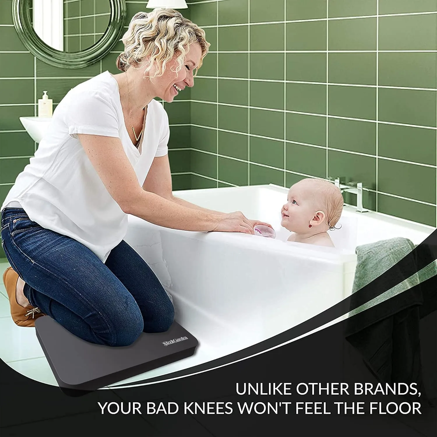 Premium Thick Kneeling Pads Bath Floor Kneeler for Baby, Knee Pad Cushion for Pool | Thickest, Most Comfortable Foam Mat Kneeler for Yoga & Exercise,Waterproof (12.5"x17.8"x2, Black)