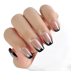 Press-On Nails – Salon-Quality Reusable Manicure Set – 32 Nails in 16 Sizes with Glue & Adhesive Tabs – Long-Lasting, Damage-Free Wear (Midnight)