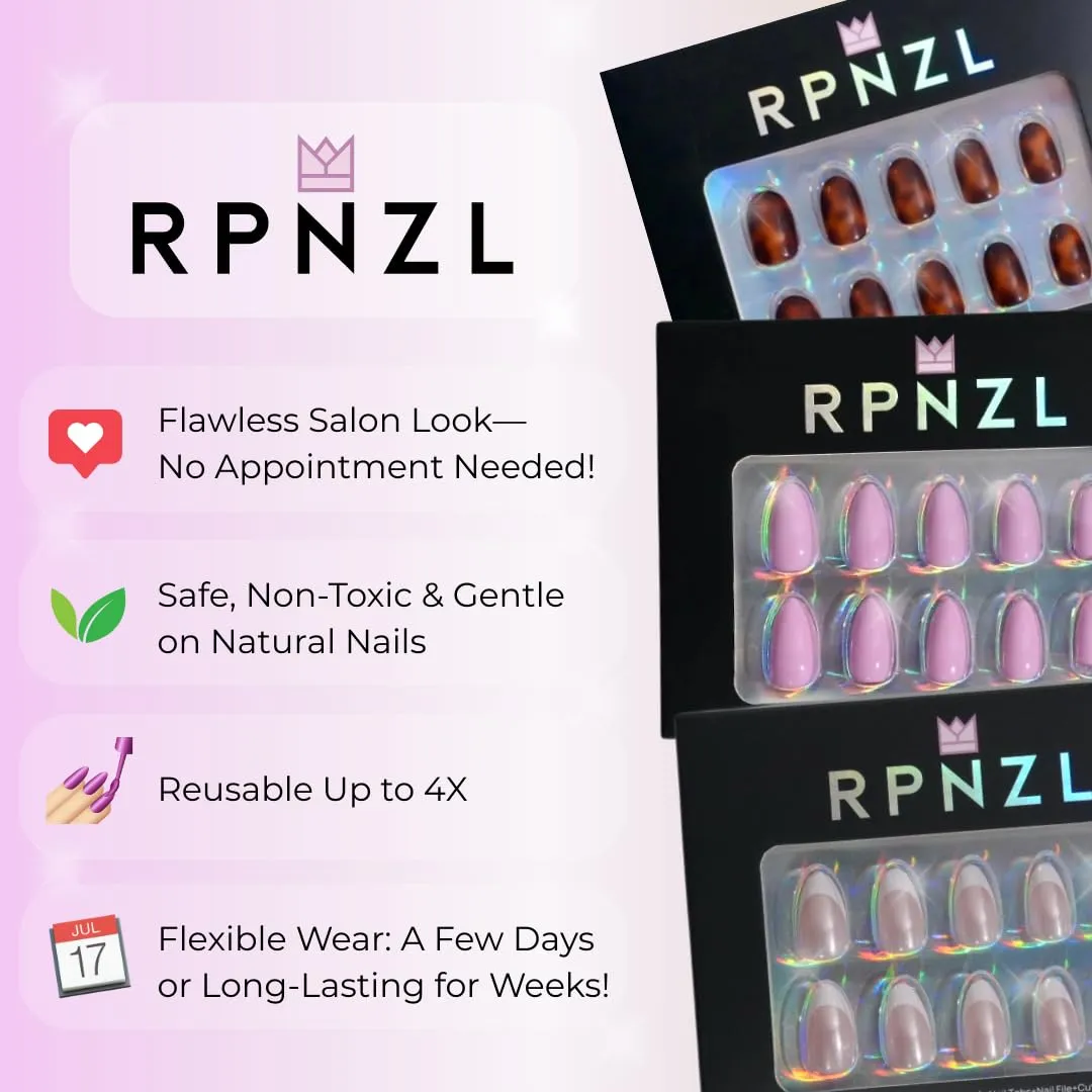 Press-On Nails – Salon-Quality Reusable Manicure Set – 32 Nails in 16 Sizes with Glue & Adhesive Tabs – Long-Lasting, Damage-Free Wear (Silk Blush)