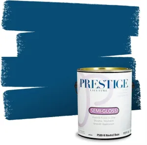 PRESTIGE P500-N-SW6804 Interior Paint and Primer in One, 1-Gallon, Semi-Gloss, Comparable Match of Sherwin Williams Dignity Blue, 1 Gallon, SW124-Dignity