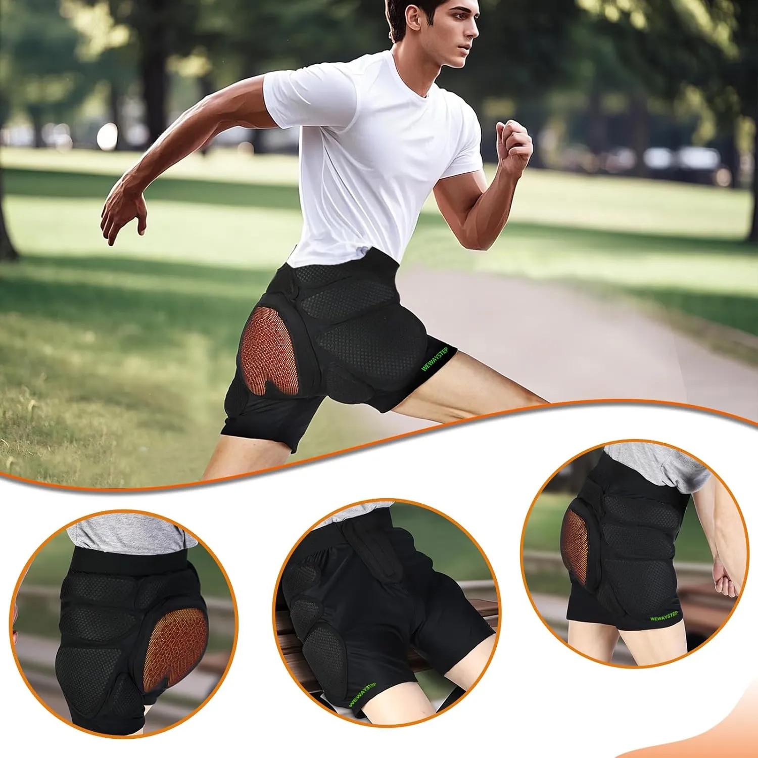 Protective Padded Shorts Crash Pad, PU Hip Butt Pads Impact Gear for Youth Ladies Women, Tailbone Protection Pad for Ski Snowboarding Skating Skateboard