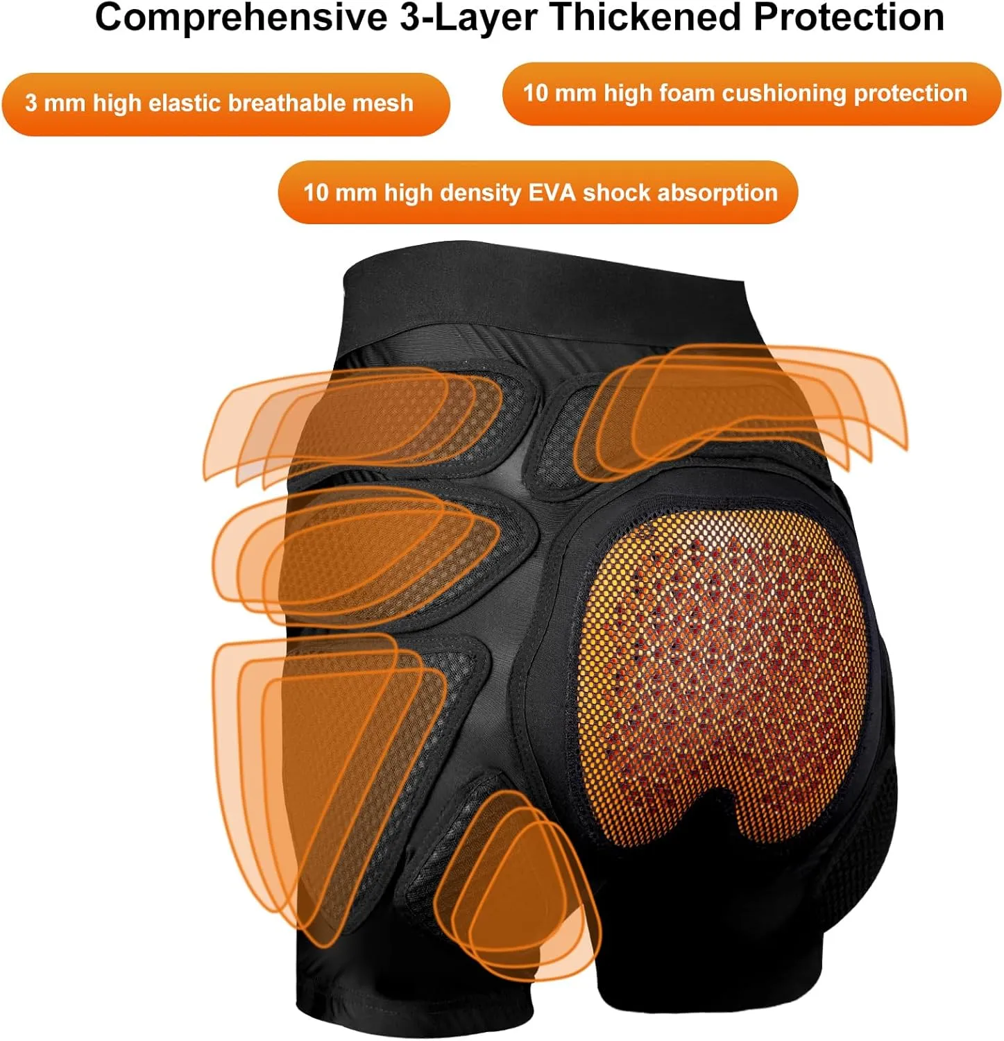 Protective Padded Shorts Crash Pad, PU Hip Butt Pads Impact Gear for Youth Ladies Women, Tailbone Protection Pad for Ski Snowboarding Skating Skateboard
