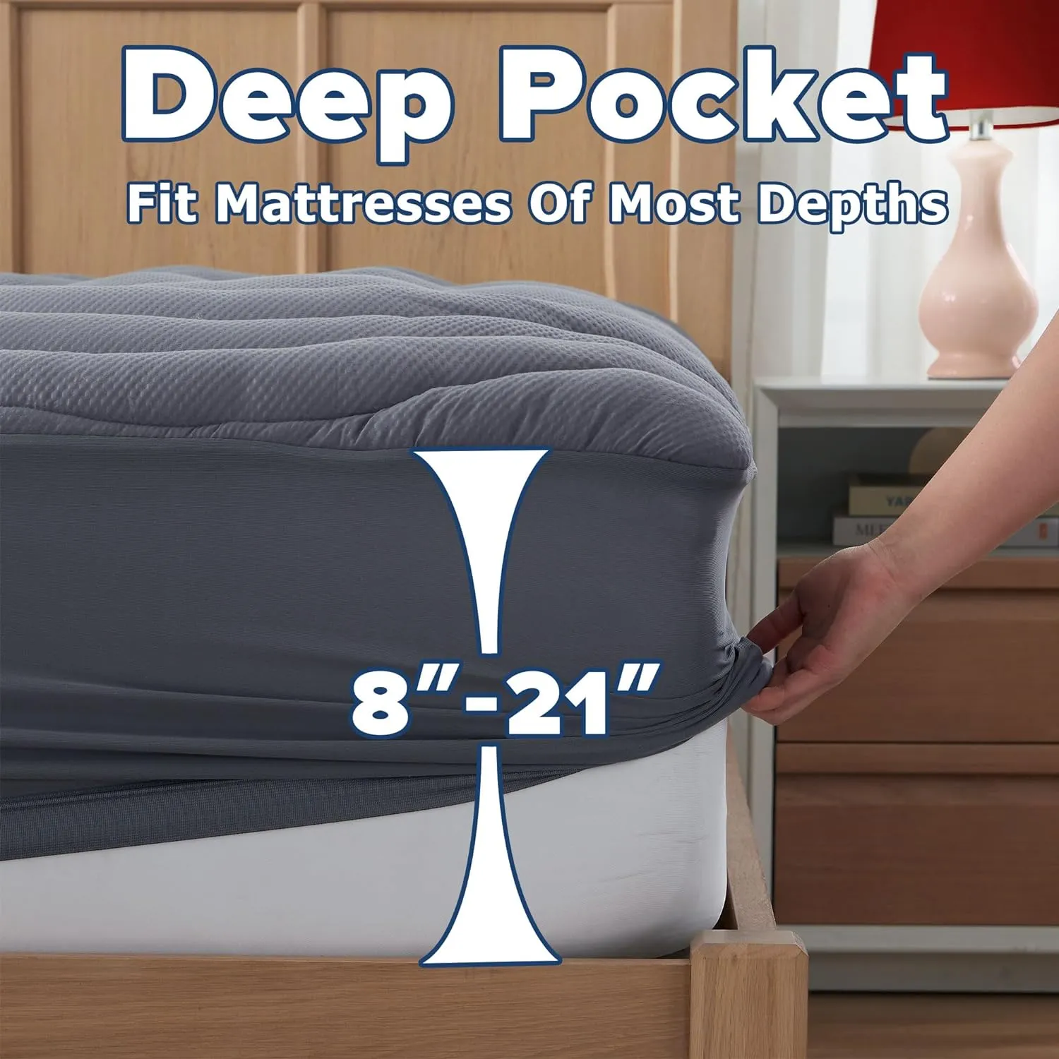 Queen Mattress Pad for Back & Hip Pain Relief, Pillow Top Cooling Bed Topper Quilted Fitted, Hotel Quality Deep Pocket Soft Queen Mattress Protector Cover Washable (60x80 inch, Grey)