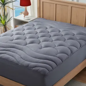 Queen Mattress Pad for Back & Hip Pain Relief, Pillow Top Cooling Bed Topper Quilted Fitted, Hotel Quality Deep Pocket Soft Queen Mattress Protector Cover Washable (60x80 inch, Grey)
