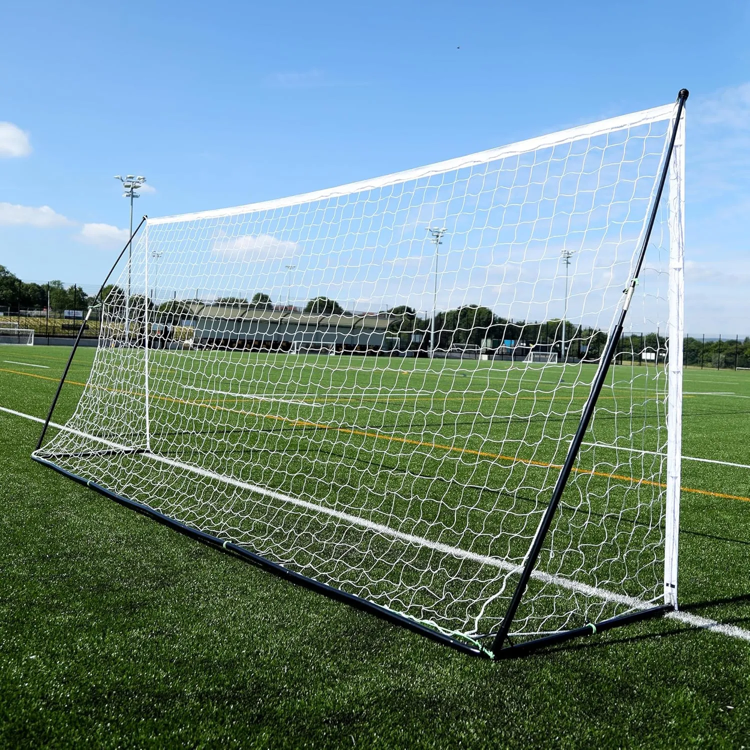 QUICKPLAY Kickster Elite Portable Soccer Goal | Integrated Weighted Base for Training on Turf, Hard Floors or Grass | Sizes 5x3', 6x4', 12x6', 16x7', & 3x2M [Single Goal]