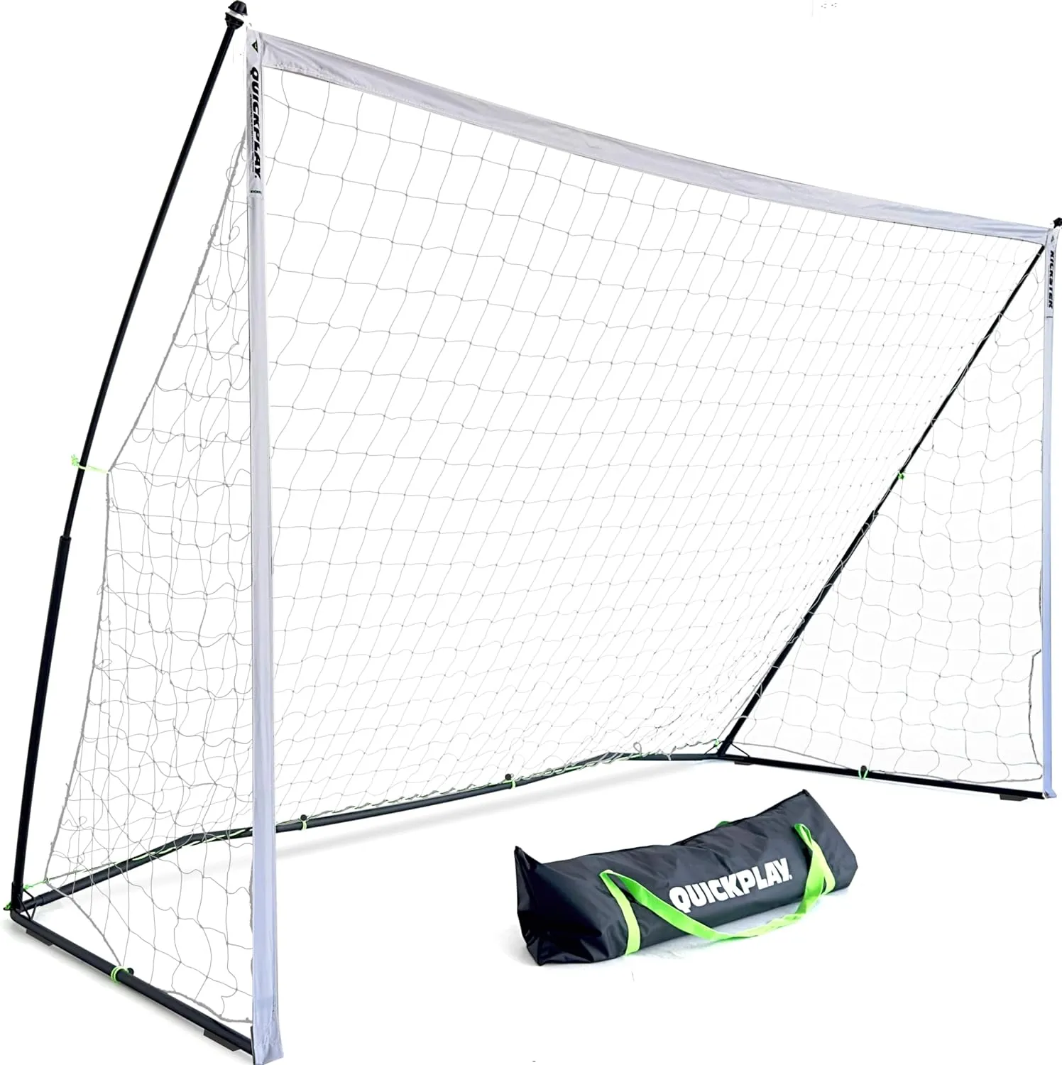 QUICKPLAY Kickster Elite Portable Soccer Goal | Integrated Weighted Base for Training on Turf, Hard Floors or Grass | Sizes 5x3', 6x4', 12x6', 16x7', & 3x2M [Single Goal]
