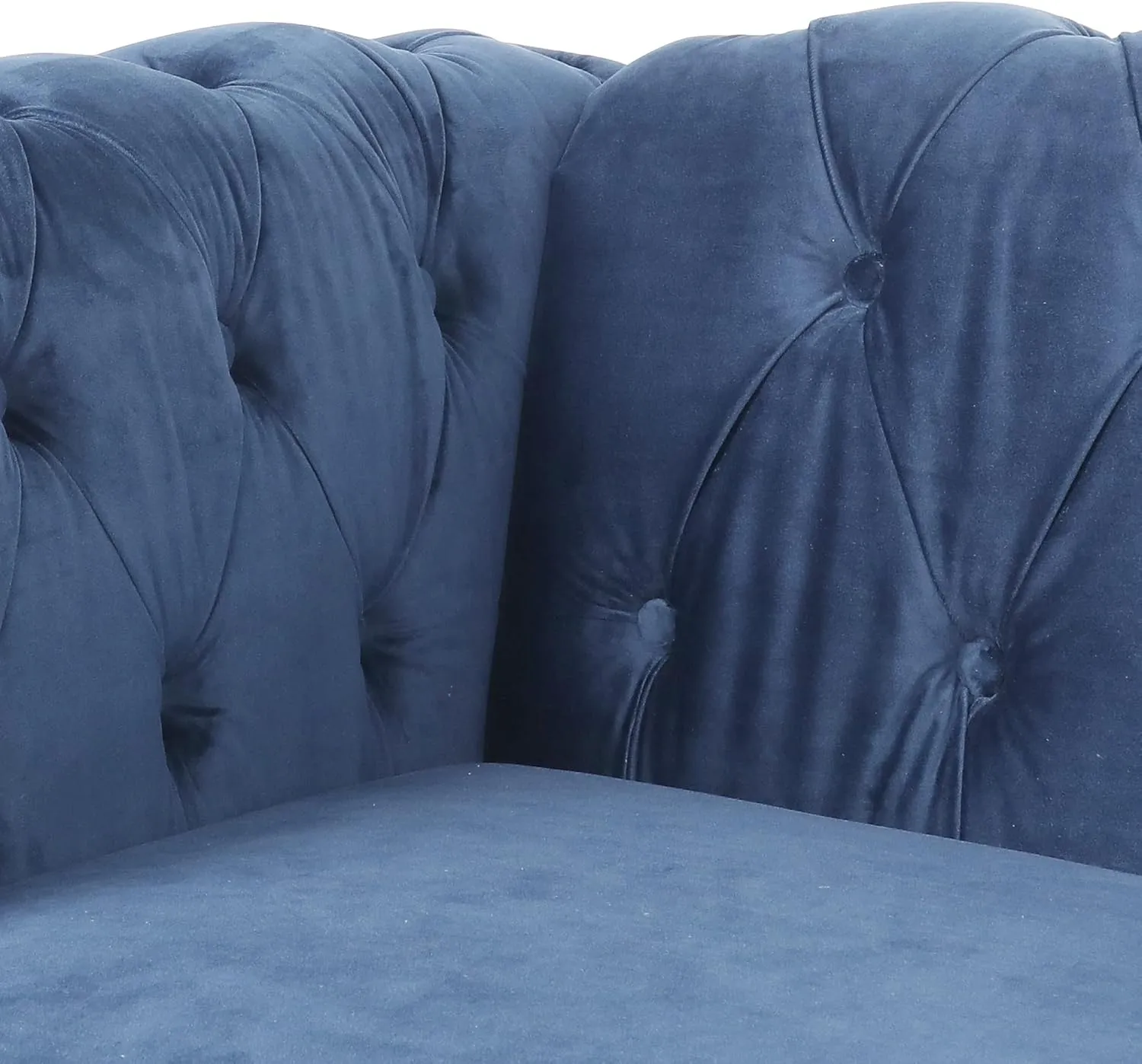 RARZOE 3 Pieces of Living Room Furniture Sofa Sets, Modern Velvet Chesterfield Sofa&Chesterfield Club Chair&Chesterfield Loveseat Sofas Set with Nailhead Trim Scroll Arms for Living Room(Blue)