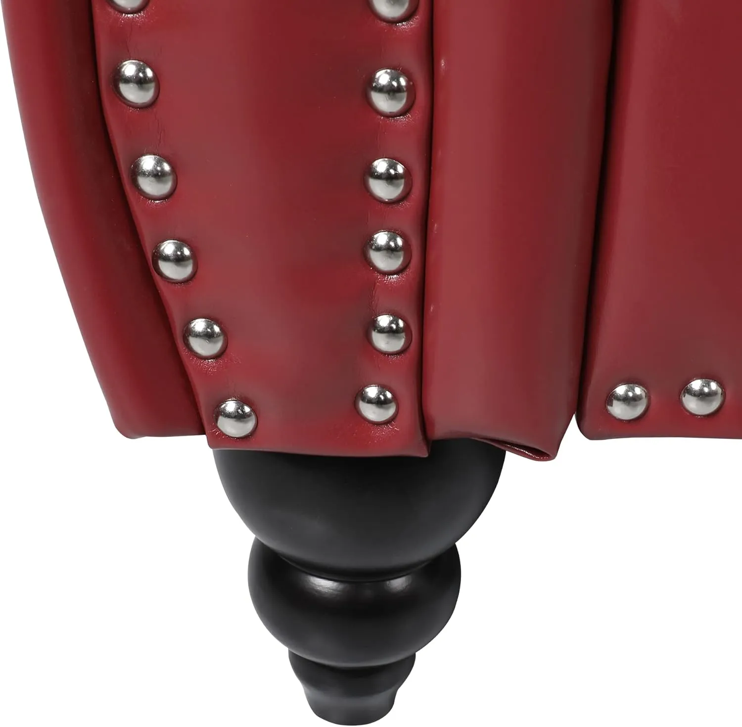 RARZOE Traditional Chesterfield PU Loveseat Sofa, Modern Vintage Chesterfield Button Tufted Faux Leather Couch with Nailhead Trim Scrolled Arms for Living Room Bedroom Office(Burgundy)