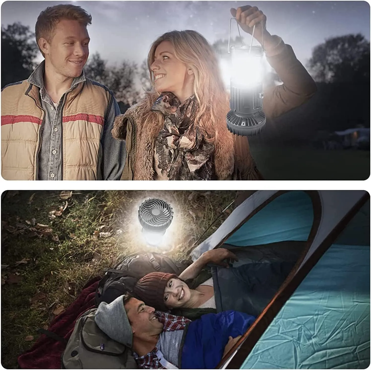 Rechargeable Camping Lantern & Fan – Multifunctional LED Light with Solar Charging, Emergency Power, & Outdoor Portability