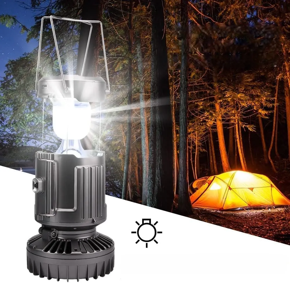Rechargeable Camping Lantern & Fan – Multifunctional LED Light with Solar Charging, Emergency Power, & Outdoor Portability