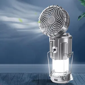 Rechargeable Camping Lantern & Fan – Multifunctional LED Light with Solar Charging, Emergency Power, & Outdoor Portability