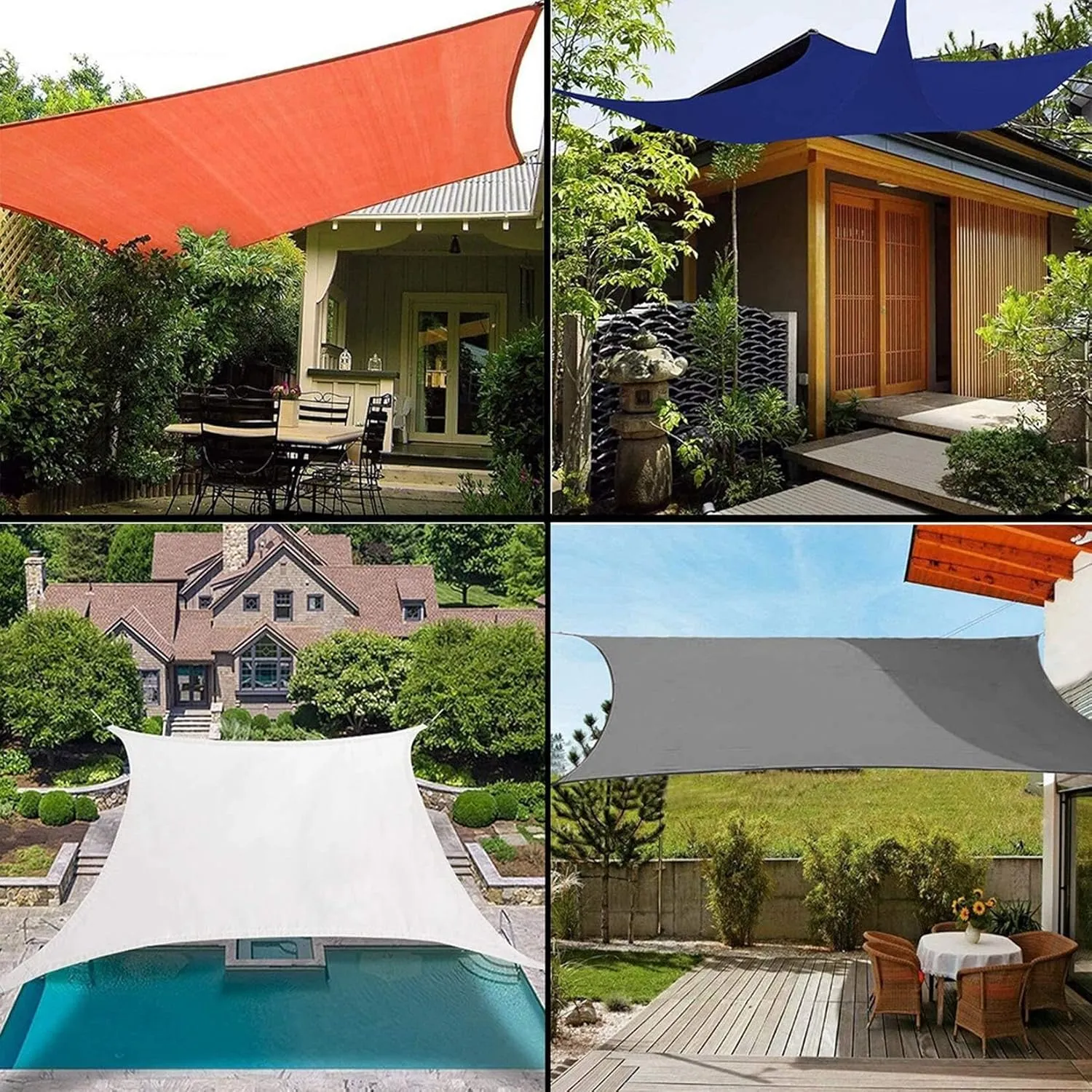 Rectangle Sun Shade Sail Waterproof UV Block Canopy for Swimming Pool, Hammock, Outdoor, Oxford Cloth Awning(Red,2mx4m)
