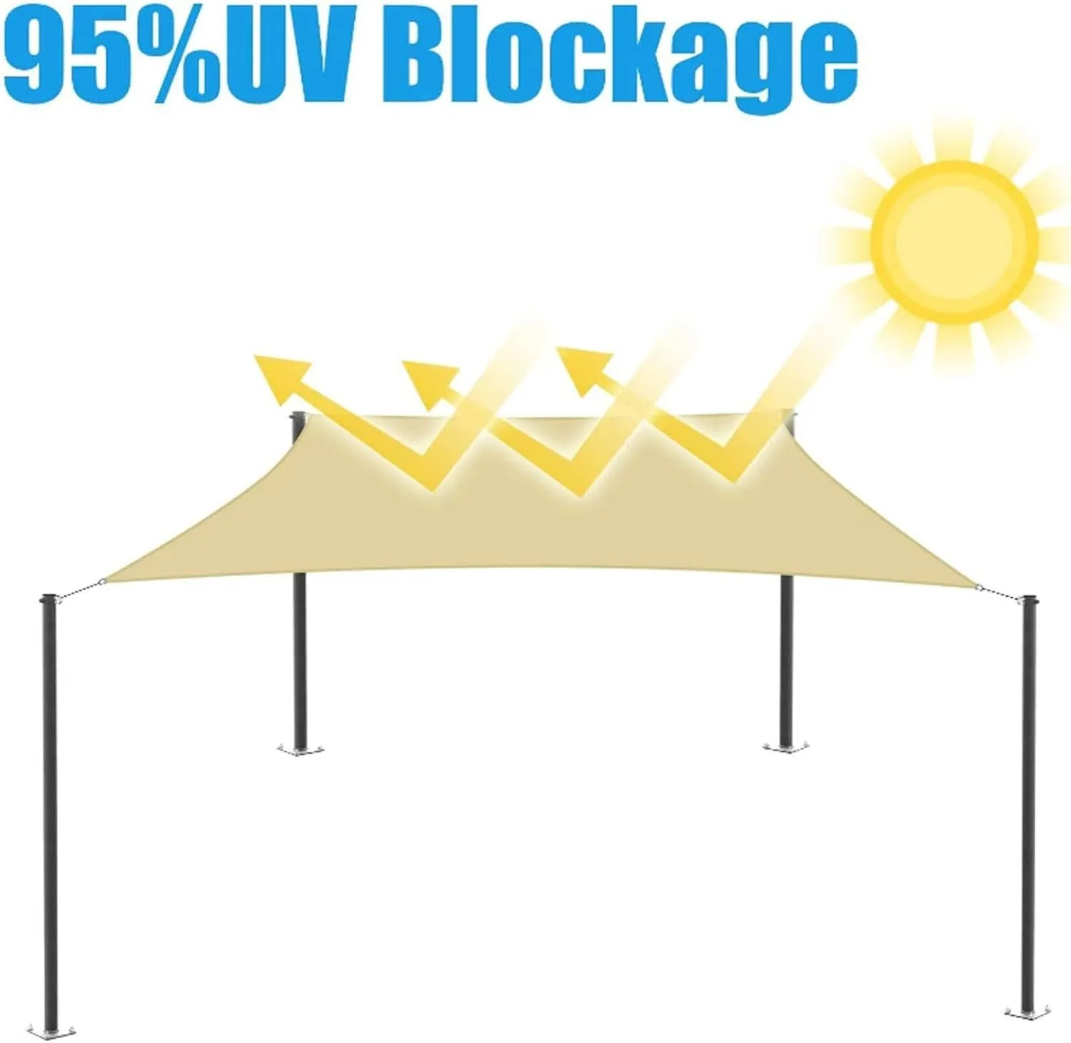Rectangle Sun Shade Sail Waterproof UV Block Canopy for Swimming Pool, Hammock, Outdoor, Oxford Cloth Awning(Red,2mx4m)