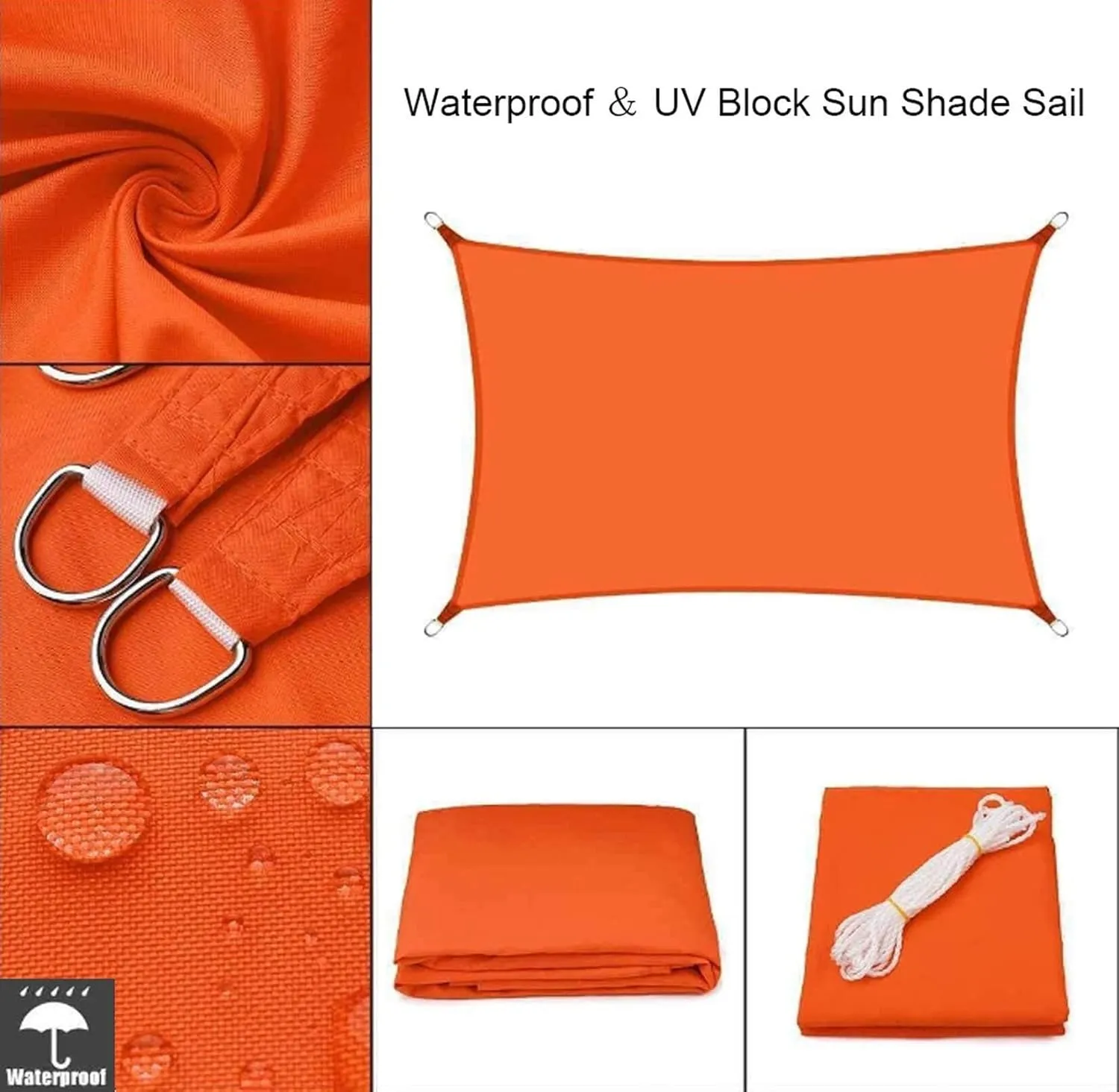Rectangle Sun Shade Sail Waterproof UV Block Canopy for Swimming Pool, Hammock, Outdoor, Oxford Cloth Awning(Red,2mx4m)