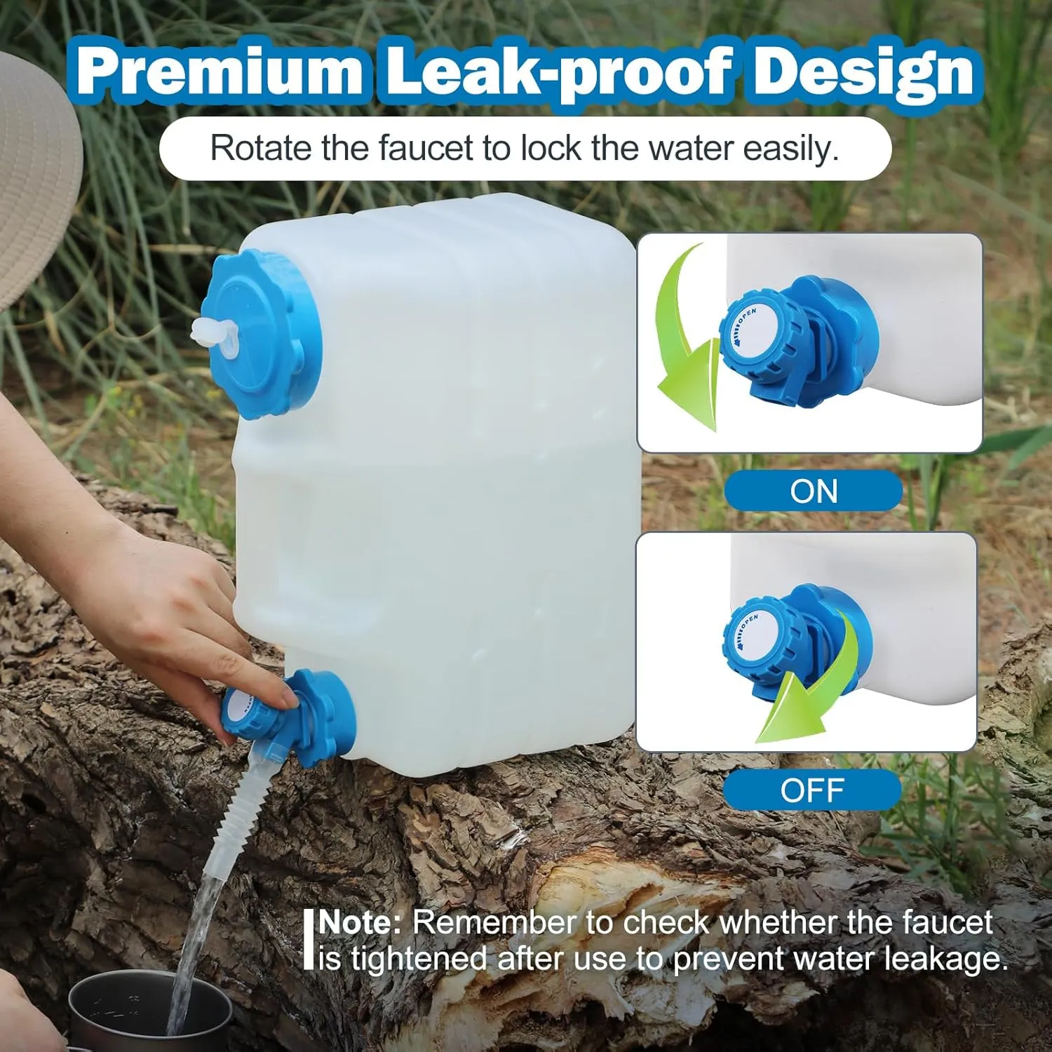 REDCAMP 3 Gallon/11L Portable Water Container with Spigot, Camping Water Jug, Camping Water Container, Water Tank, Portable Emergency Water Storage for Camping, Car, Hiking, White