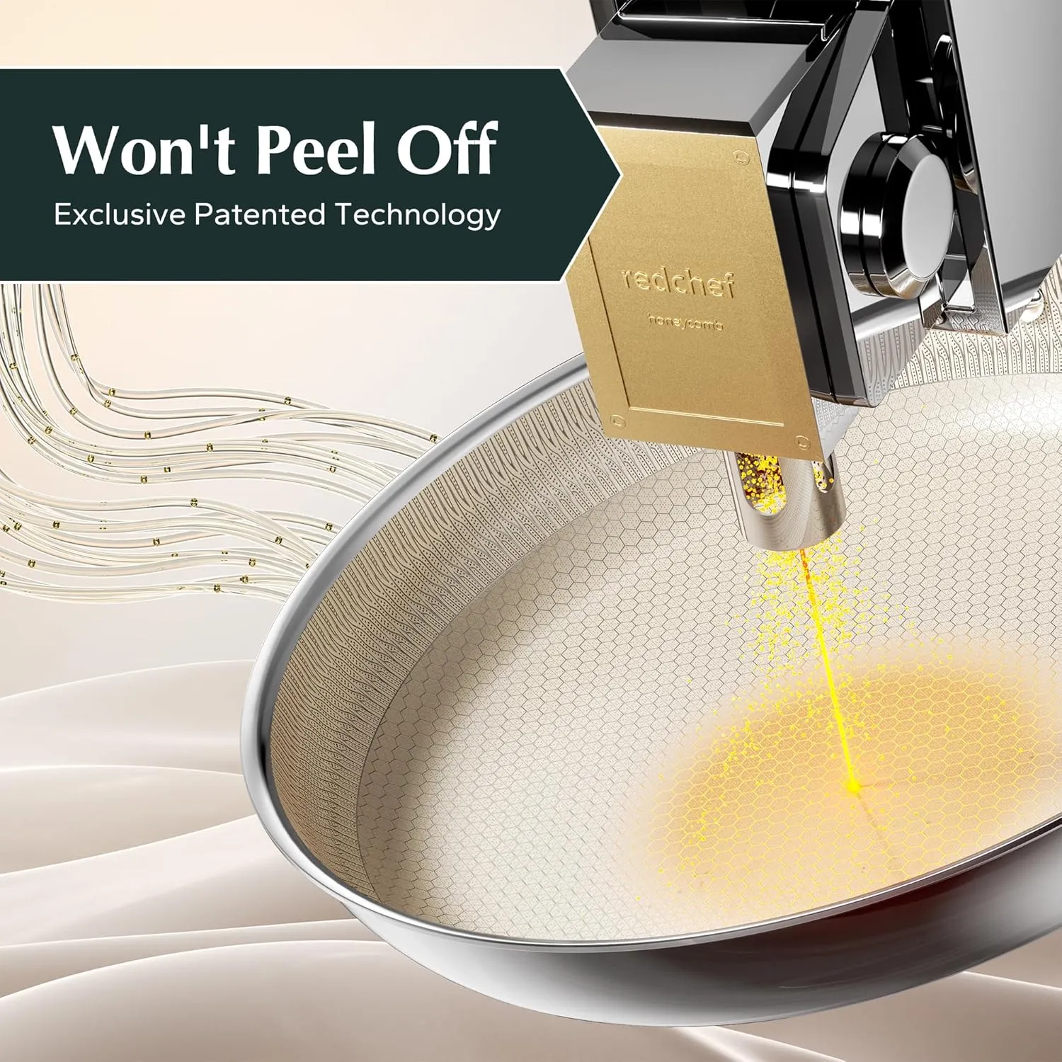Redchef Mini Nonstick Frying Pan, Egg Pan Omelet Pan, Ceramic Honeycomb Skillet, Tri-Ply Stainless Steel Pan, Non Toxic, PFAS PFOA & PTFE Free, Dishwasher & Oven Safe, Compatible with All Cooktops