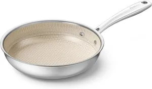 Redchef Mini Nonstick Frying Pan, Egg Pan Omelet Pan, Ceramic Honeycomb Skillet, Tri-Ply Stainless Steel Pan, Non Toxic, PFAS PFOA & PTFE Free, Dishwasher & Oven Safe, Compatible with All Cooktops
