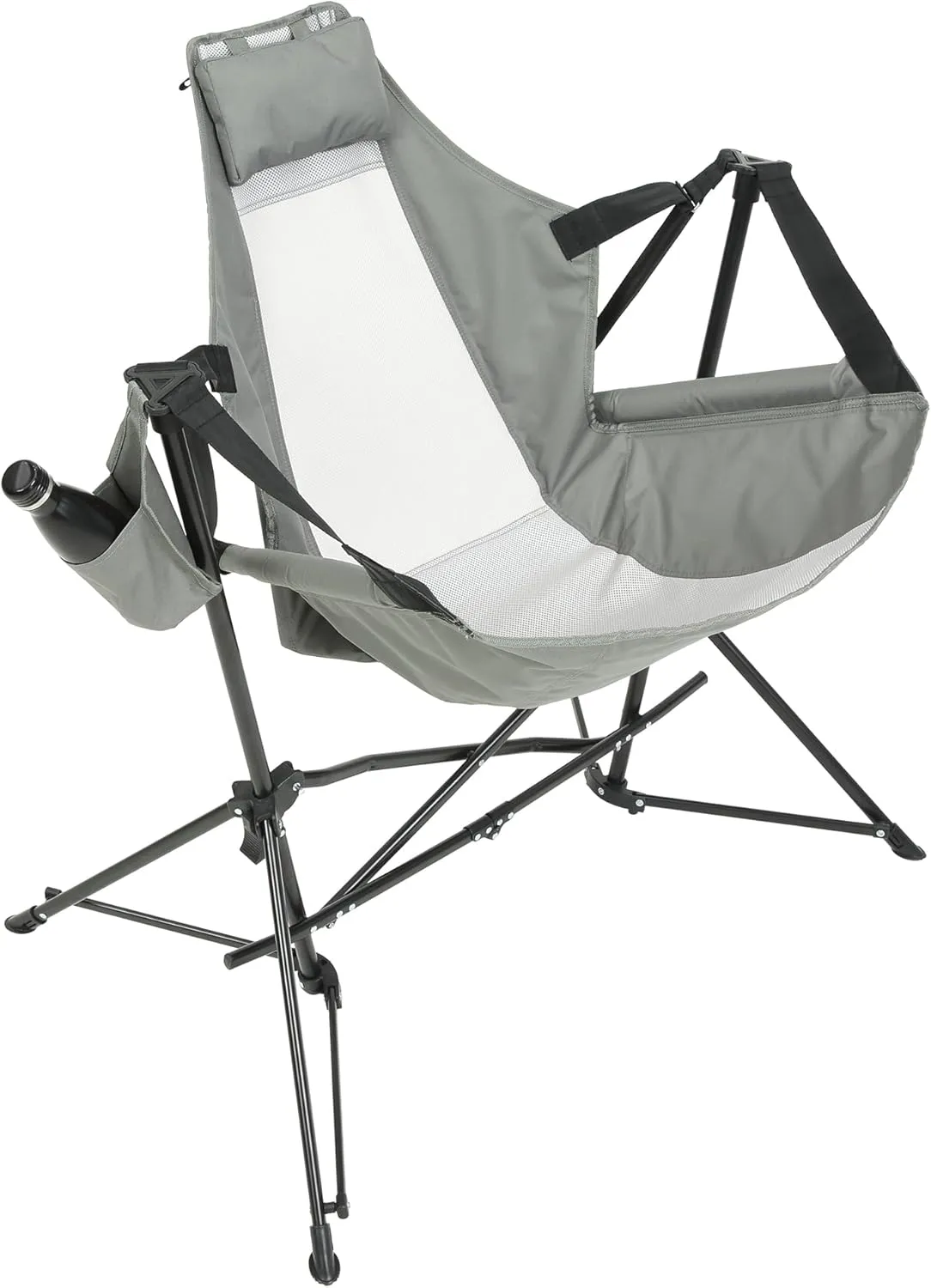 Relax Anywhere with Portable Folding Hammock Chair, Adjustable Recline, Sturdy Steel Frame, Camping or Outdoor Use, Grey