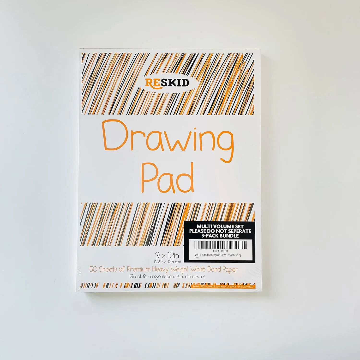 Reskid Drawing Paper Pad (9 x 12 inches) - 50 Sheets, 3-Pack Coloring Art Pads for Kids, Sketch Kids (9x12 (3PACK))
