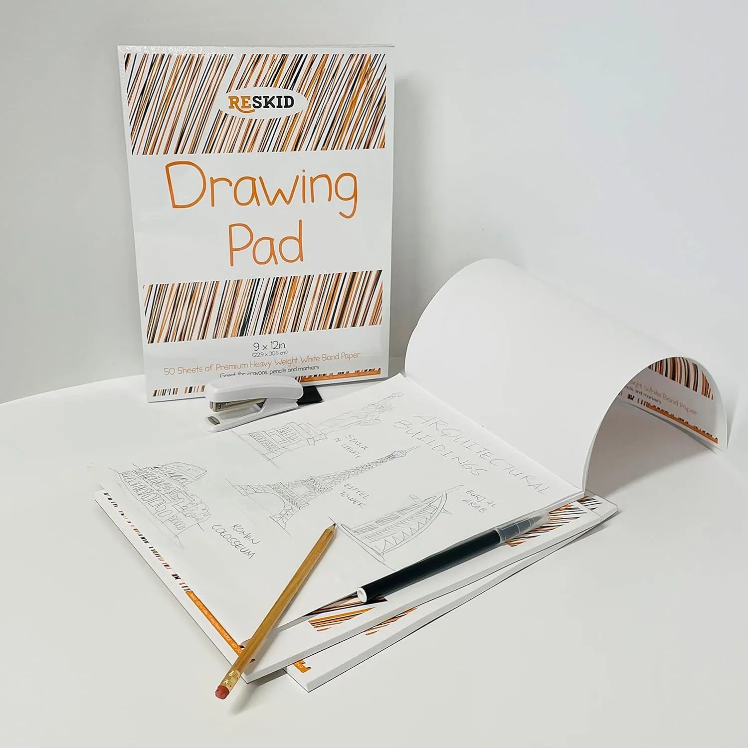 Reskid Drawing Paper Pad (9 x 12 inches) - 50 Sheets, 3-Pack Coloring Art Pads for Kids, Sketch Kids (9x12 (3PACK))