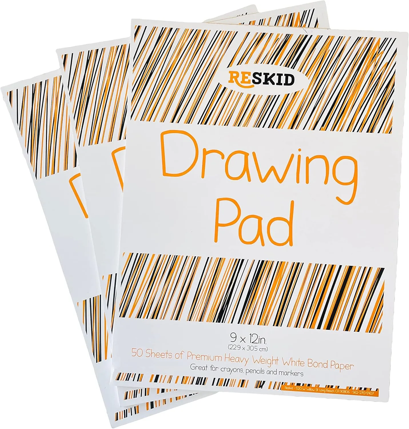 Reskid Drawing Paper Pad (9 x 12 inches) - 50 Sheets, 3-Pack Coloring Art Pads for Kids, Sketch Kids (9x12 (3PACK))