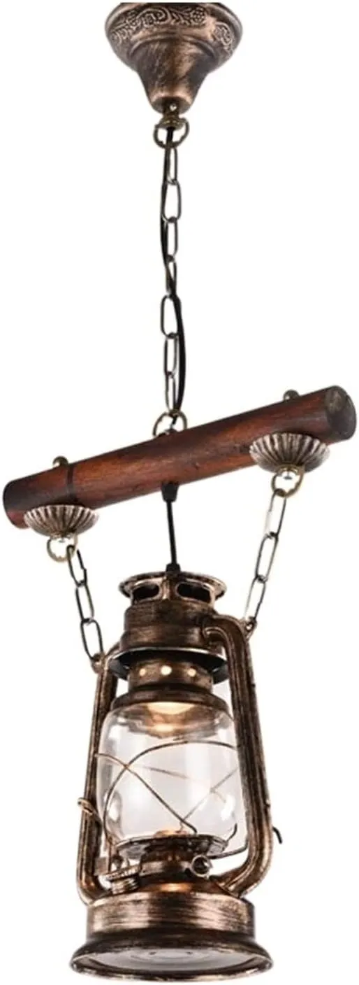 Retro Creative Ceiling Lantern Kerosene Lamp Industrial Antique Metal Wooden Light Edison E27 Glass Hanging Lamp Chandelier Bar Aisle Cexhibition Hall Decoration Ceiling Light Flush