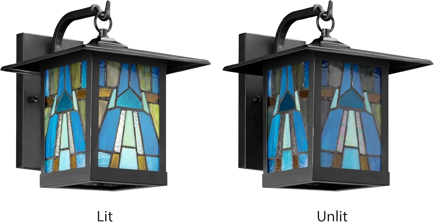 RIVER OF GOODS - 11.75" 1-Light Aqua Mission Style Outdoor Wall Lantern Sconce