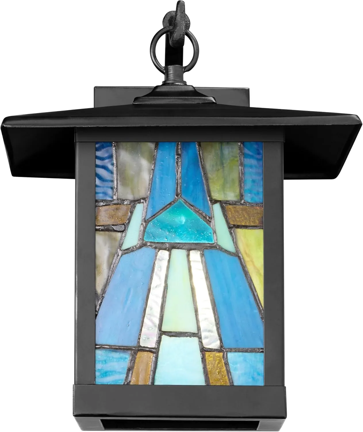RIVER OF GOODS - 11.75" 1-Light Aqua Mission Style Outdoor Wall Lantern Sconce