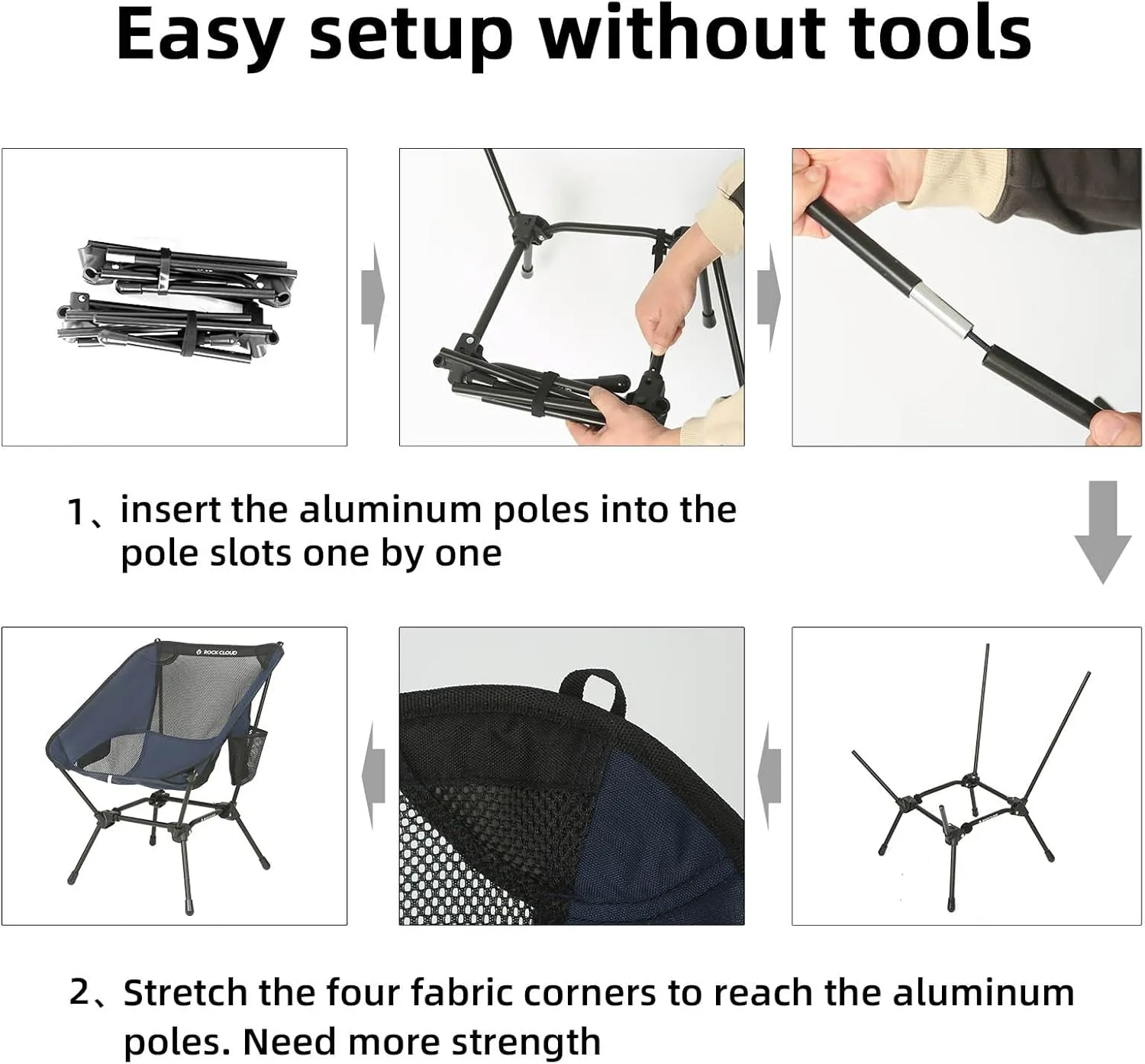 ROCK CLOUD Portable Camping Chair Ultralight Folding Chairs Outdoor for Camp Hiking Backpacking Lawn Beach Sports