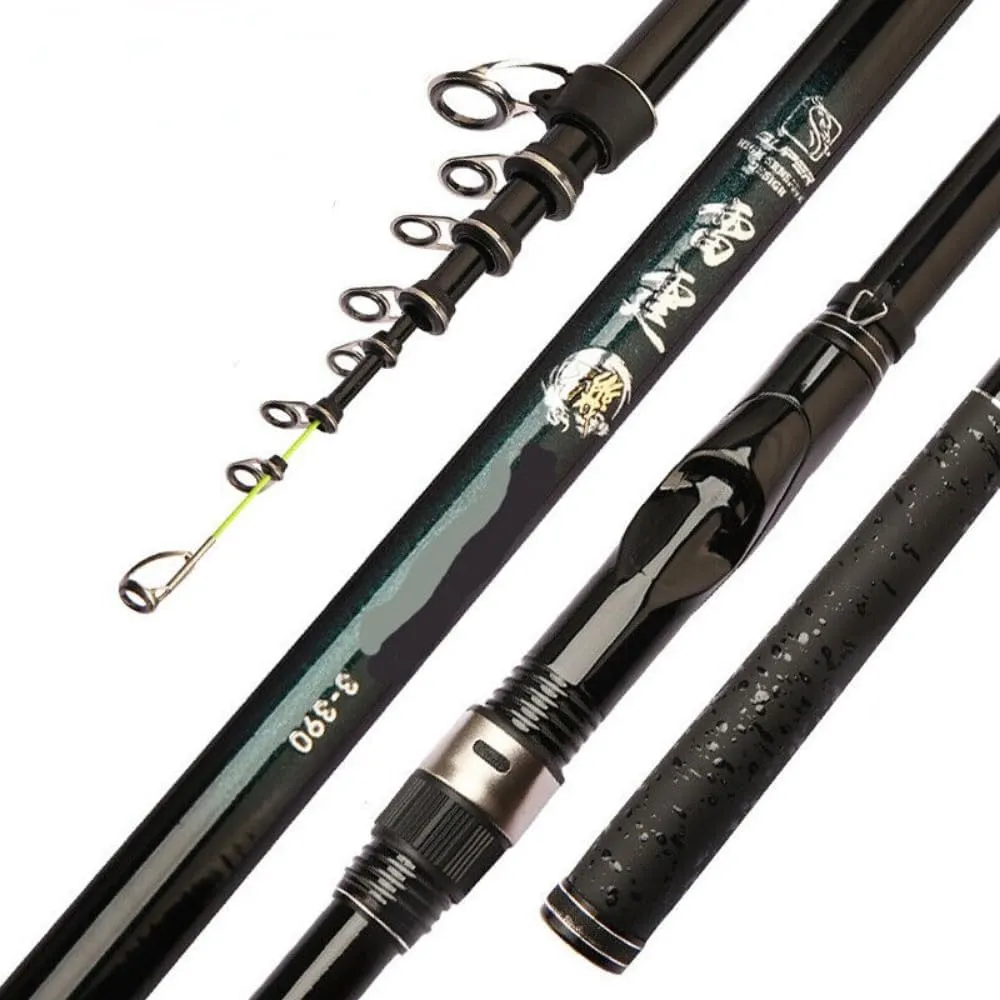 Rock Fishing Rod Carbon Fiber Telescopic Spinning Fishing Pole Super Hard Rods