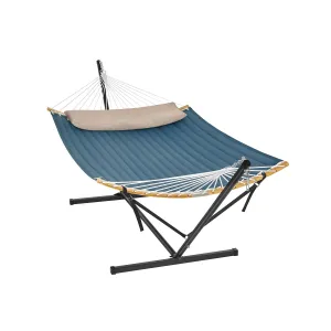 Rootz Hammock with Frame - Steel Frame - Polyester Hammock - Portable Swing - Large Size - Easy Assembly - Black/Blue - 400cm x 100cm x 90cm