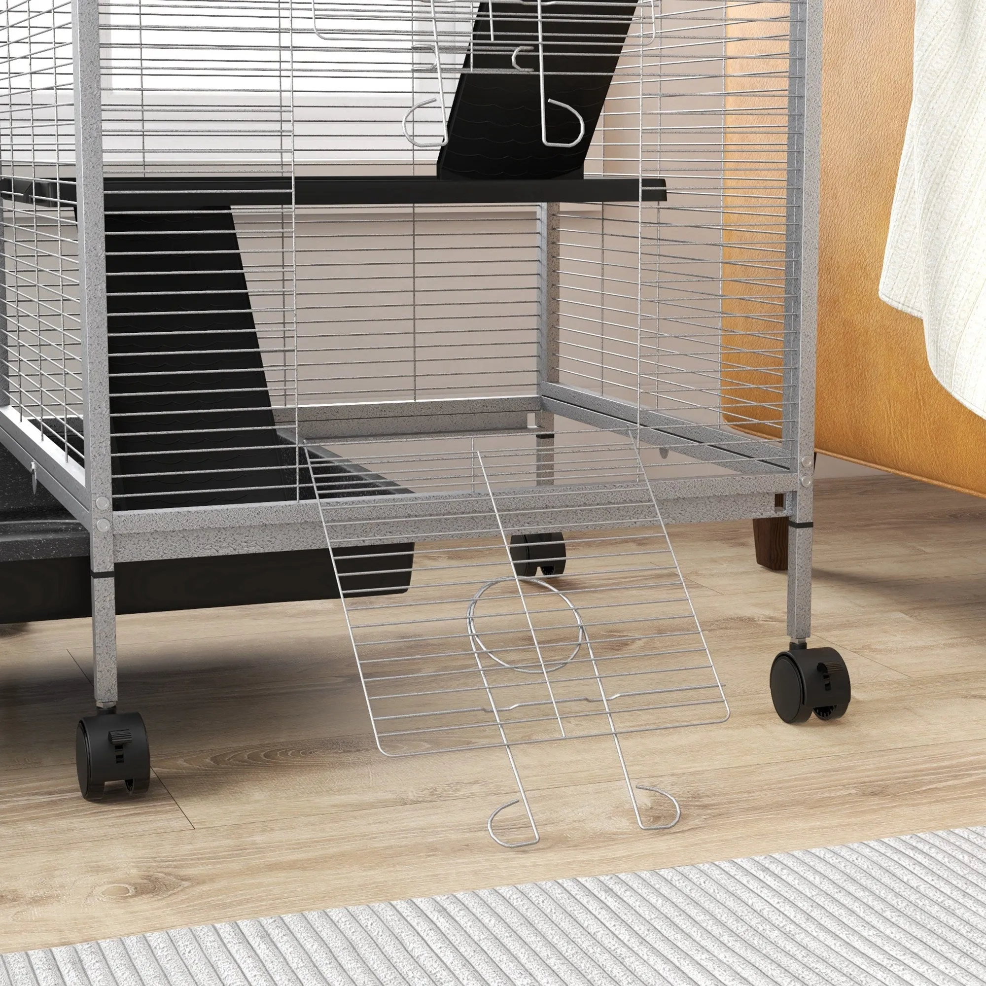 Rootz Small Animal Cage - Portable Pet Habitat - Mobile Critter Enclosure - Easy Clean - 52cm x 52cm x 113.5cm