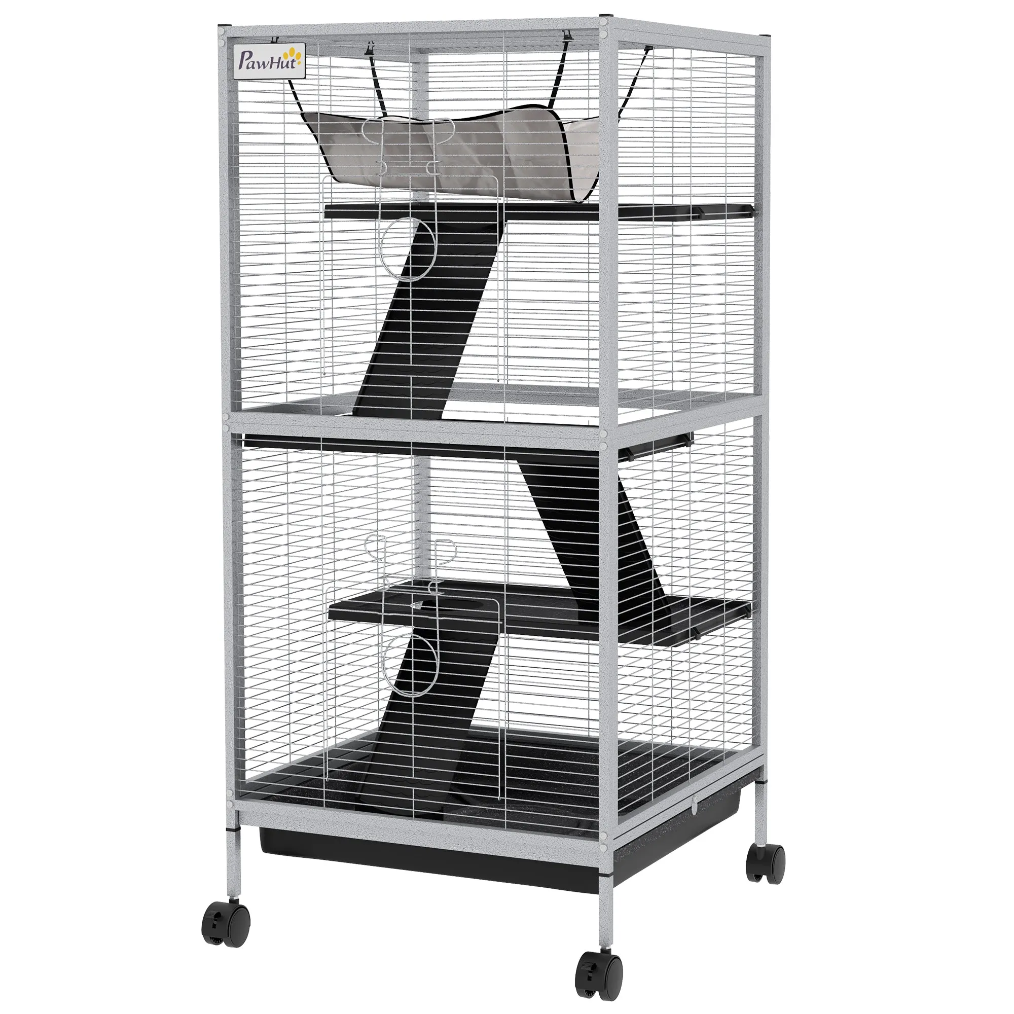 Rootz Small Animal Cage - Portable Pet Habitat - Mobile Critter Enclosure - Easy Clean - 52cm x 52cm x 113.5cm