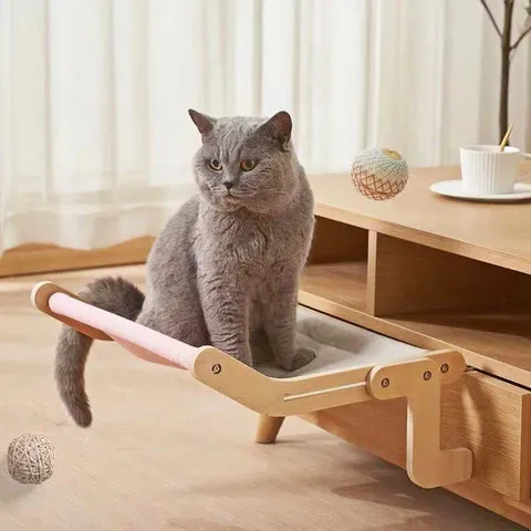 Royaleva Wooden Cat Hammock Bed - Stylish Elevated Lounger
